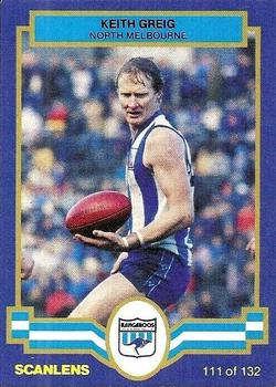 1986 Scanlens VFL #111 Keith Greig Front